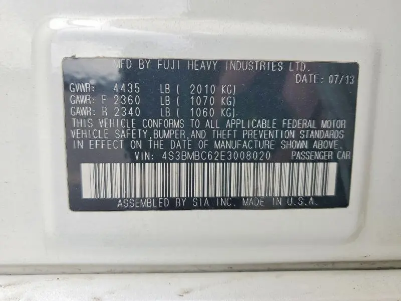 2014 SUBARU LEGACY 2.5I PREMIUM  
