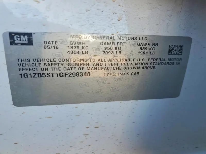 2016 CHEVROLET MALIBU LS  