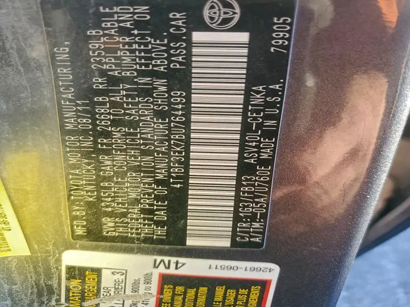 2011 TOYOTA CAMRY BASE  