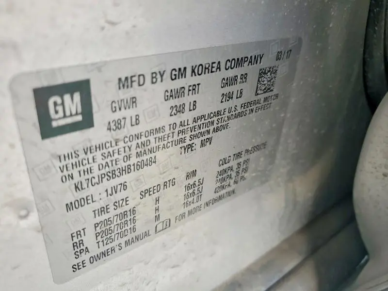 2017 CHEVROLET TRAX 1LT  