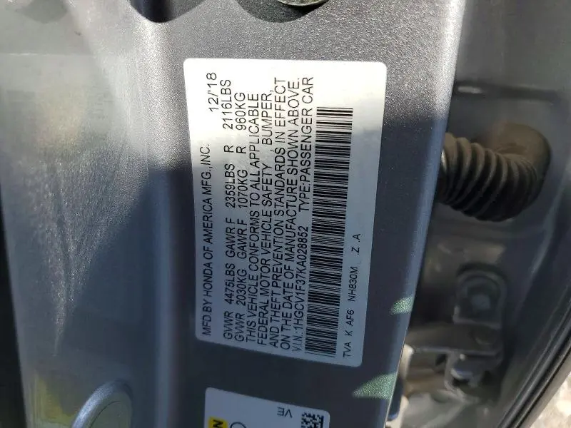 2019 HONDA ACCORD SPORT  