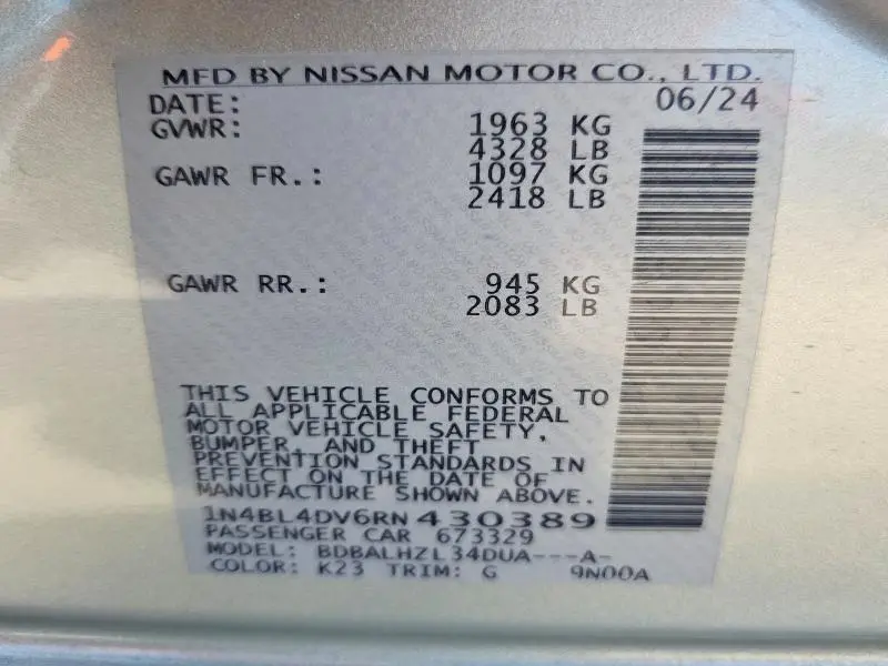 2024 NISSAN ALTIMA SV  
