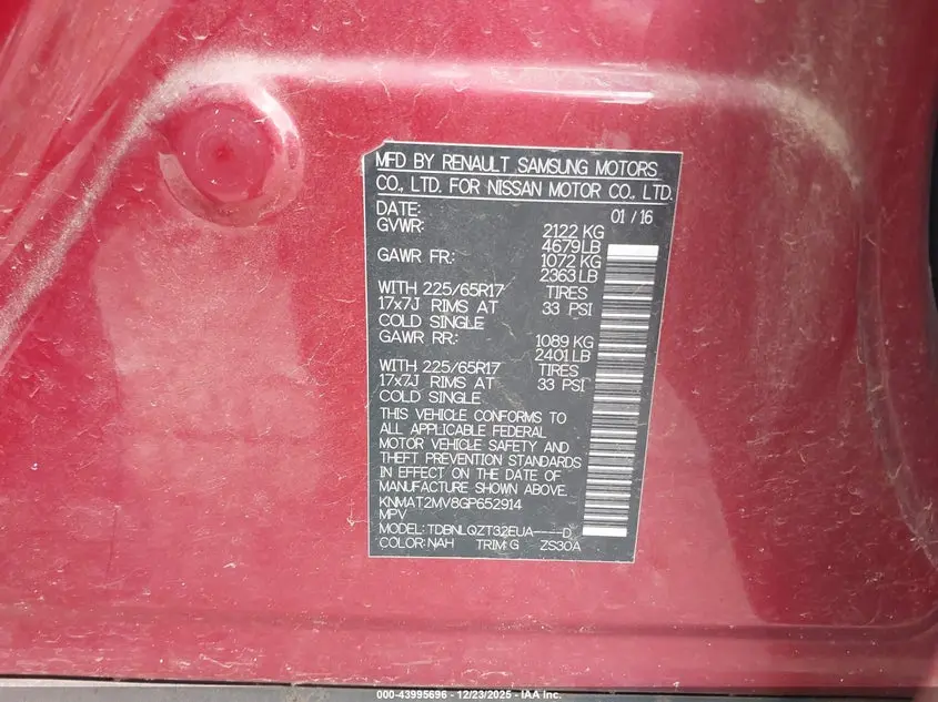 2016 NISSAN ROGUE SV