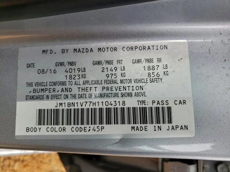 2017 MAZDA 3 TOURING  