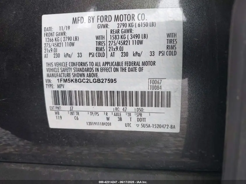 2020 FORD EXPLORER ST