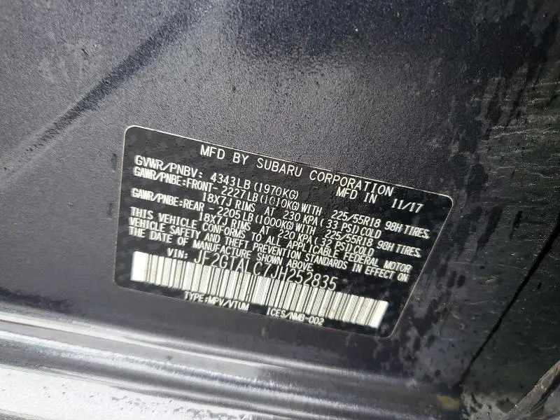 2018 SUBARU CROSSTREK LIMITED  