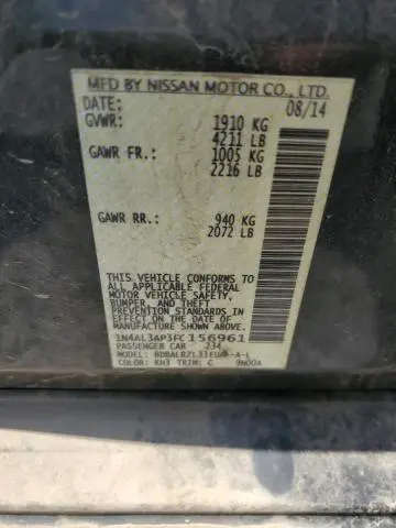 2015 NISSAN ALTIMA 2.5  