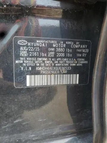 2016 HYUNDAI ELANTRA SE  