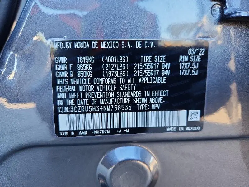 2022 HONDA HR-V LX  