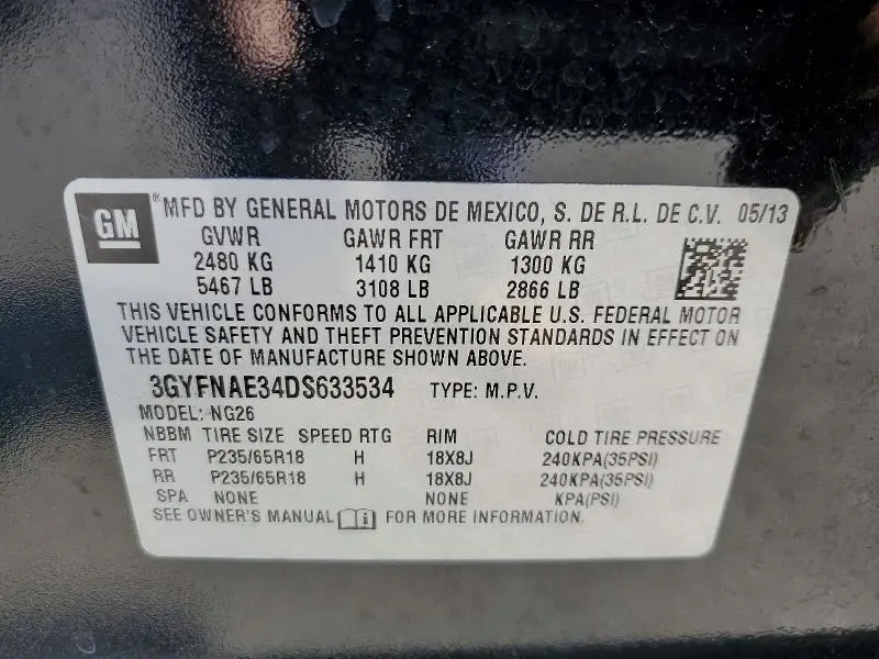 2013 CADILLAC SRX   