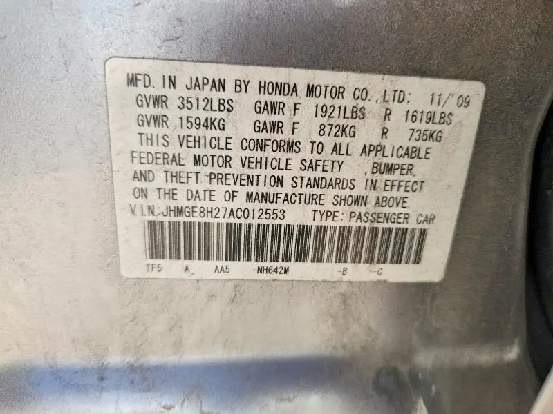 2010 HONDA FIT   