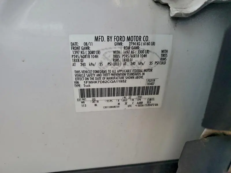 2012 FORD EXPLORER XLT  