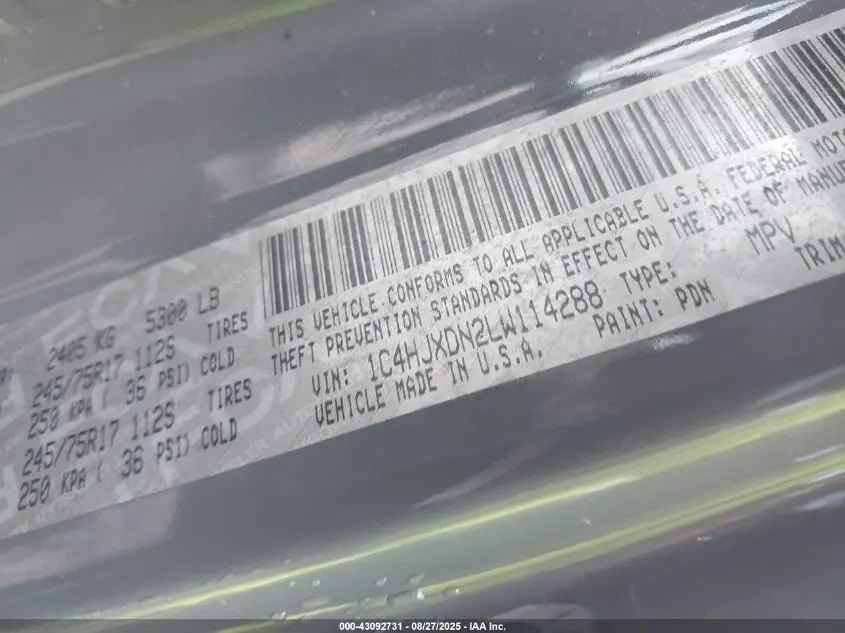 2020 JEEP WRANGLER UNLIMITED SPORT S 4X4