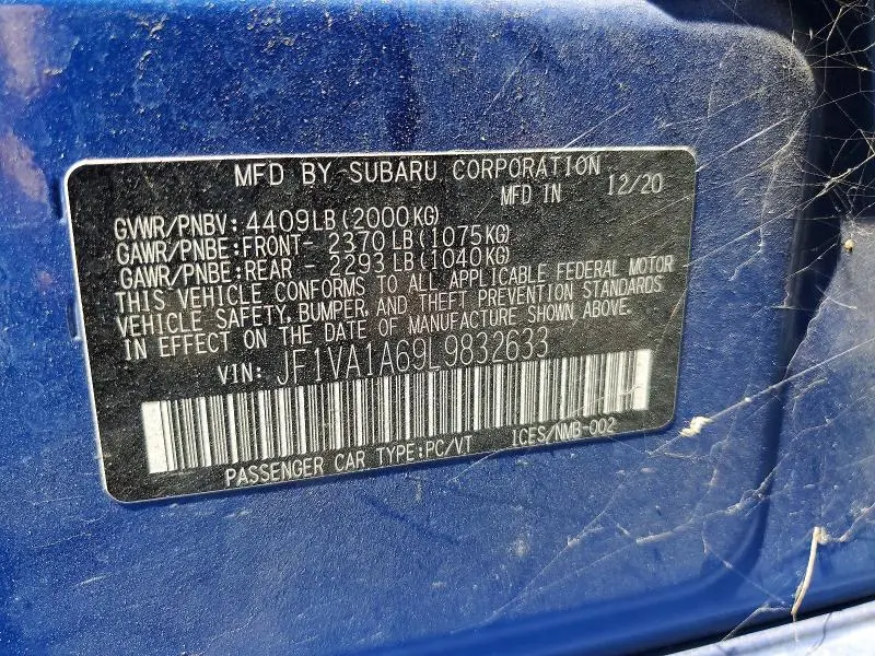 2020 SUBARU WRX   