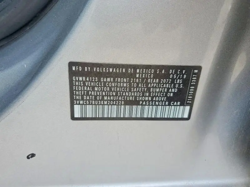 2019 VOLKSWAGEN JETTA S  