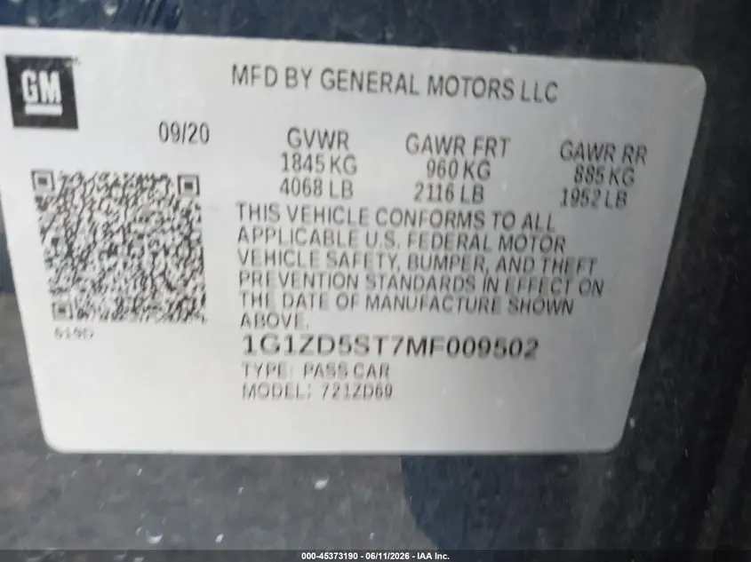 2021 CHEVROLET MALIBU FWD LT
