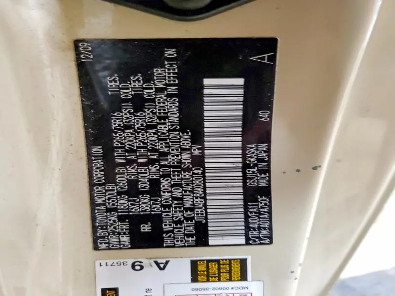 2010 TOYOTA FJ CRUISER BASE  