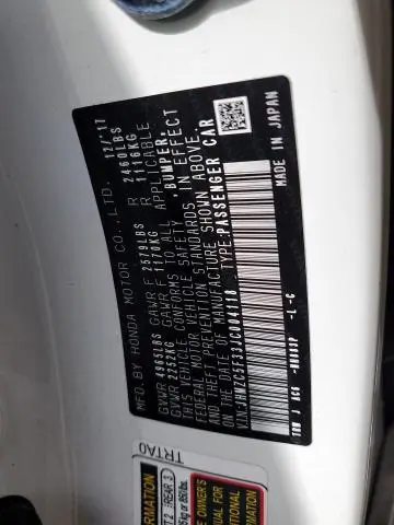 2018 HONDA CLARITY TOURING  