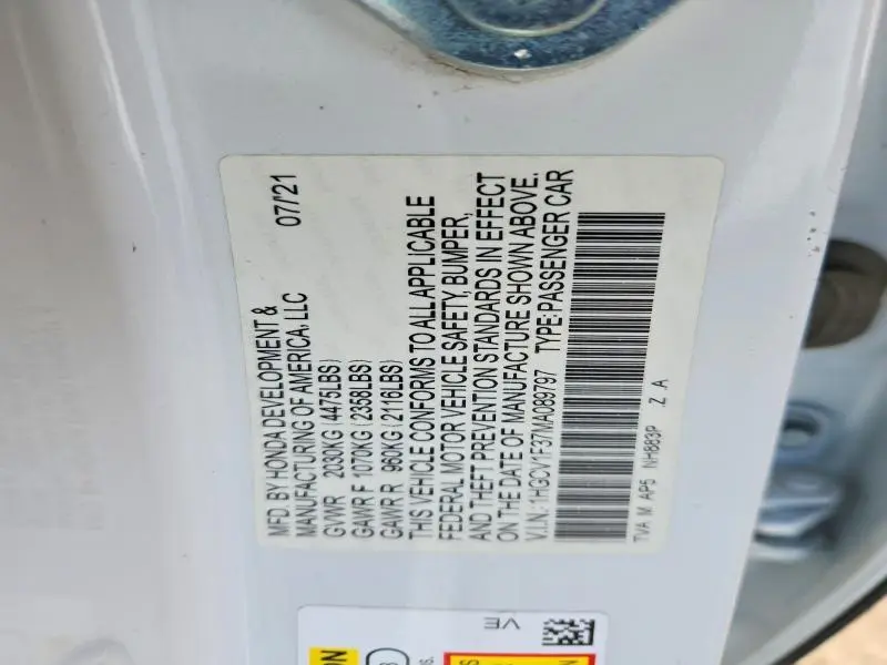 2021 HONDA ACCORD SPORT  