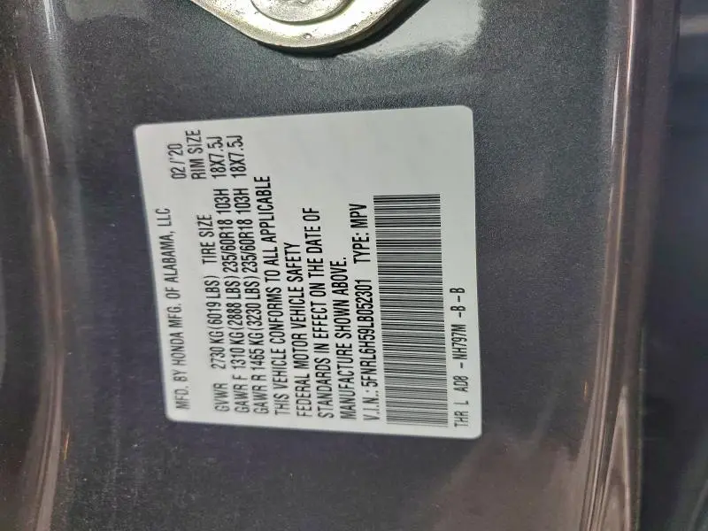 2020 HONDA ODYSSEY EX  