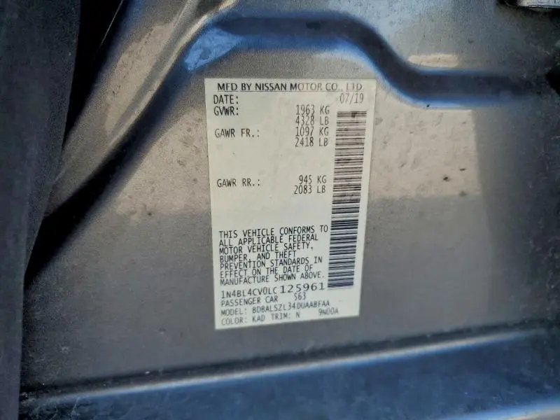 2020 NISSAN ALTIMA SR  