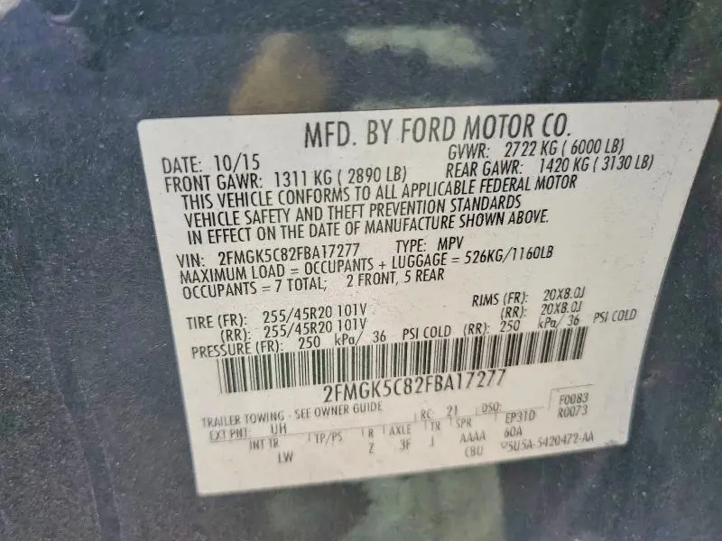 2015 FORD FLEX SEL  