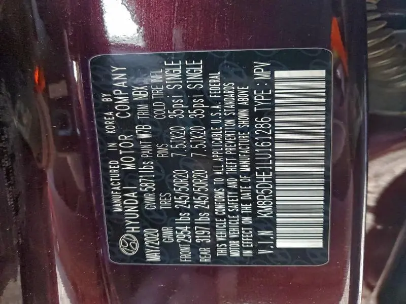 2020 HYUNDAI PALISADE LIMITED  