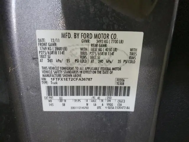 2012 FORD F150 SUPER CAB  