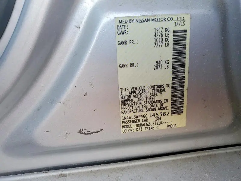 2016 NISSAN ALTIMA 2.5  