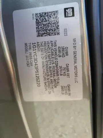 2023 CHEVROLET CORVETTE STINGRAY 3LT  