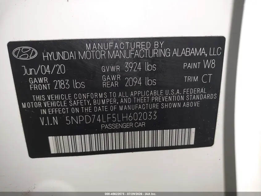 2020 HYUNDAI ELANTRA SE