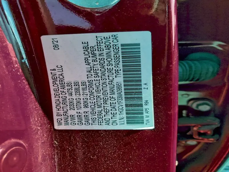 2021 HONDA ACCORD SPORT  