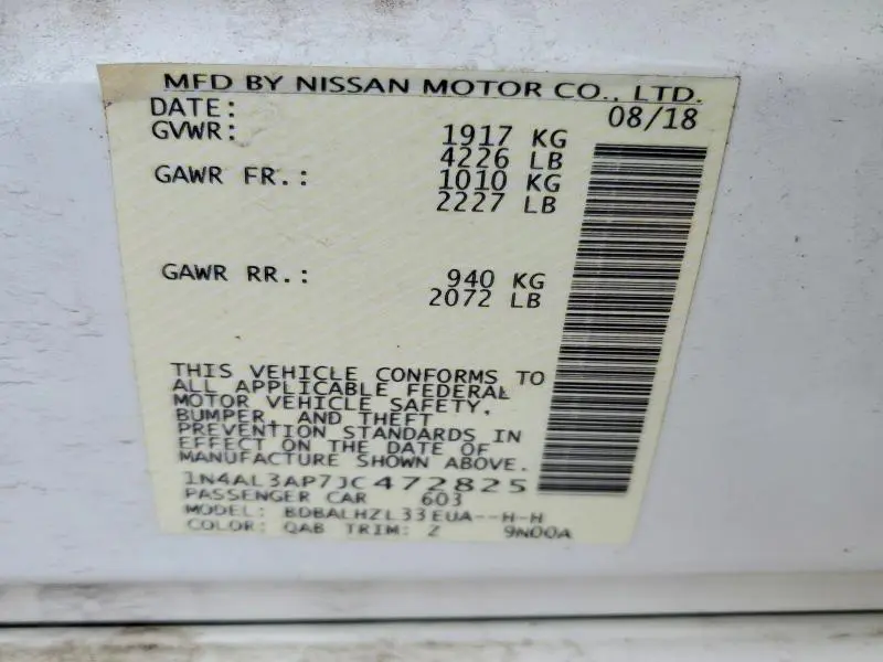 2018 NISSAN ALTIMA 2.5 SR  