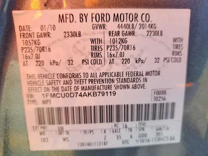 2010 FORD ESCAPE XLT  