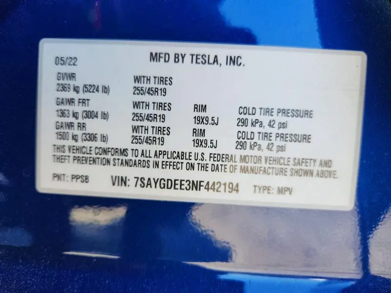 2022 TESLA MODEL Y   