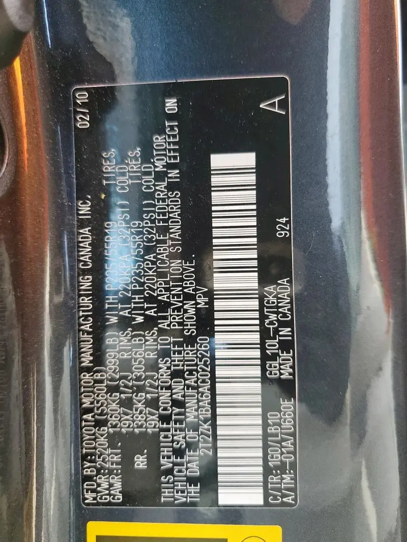 2010 LEXUS RX 350  