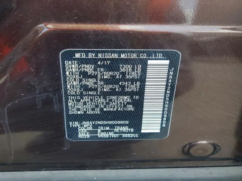 2017 NISSAN ARMADA PLATINUM  