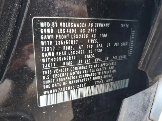 2017 VOLKSWAGEN TIGUAN WOLFSBURG  