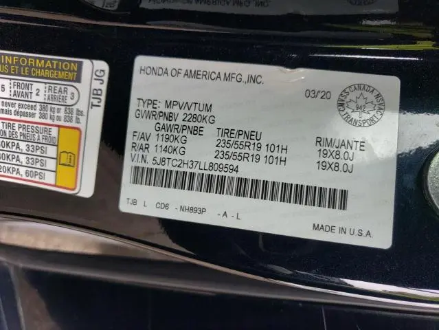 2020 ACURA RDX   