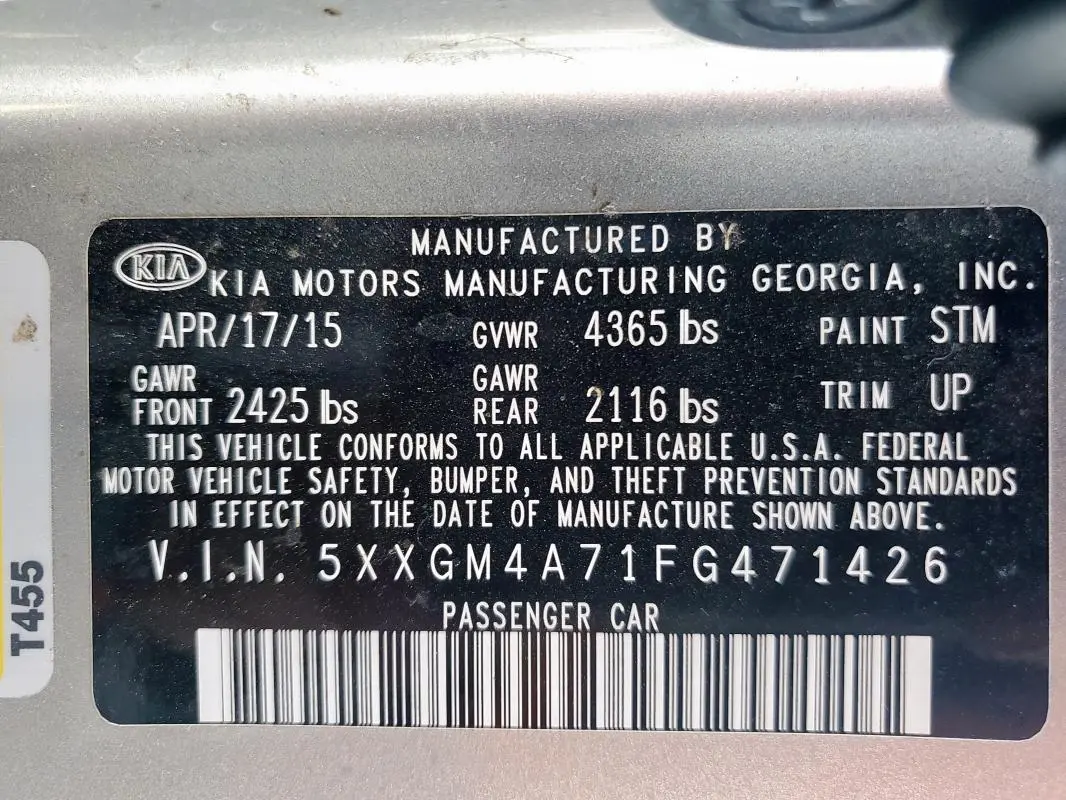 2015 KIA OPTIMA LX  