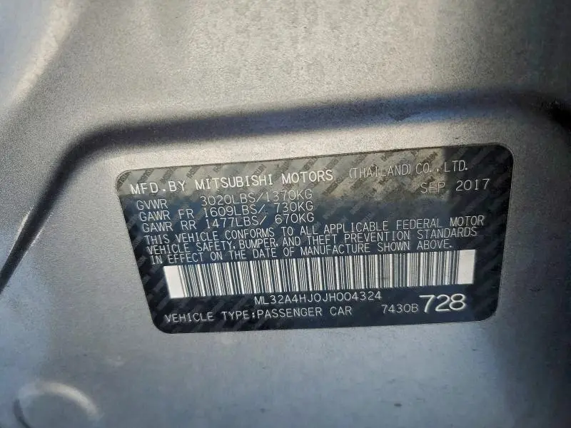 2018 MITSUBISHI MIRAGE SE  