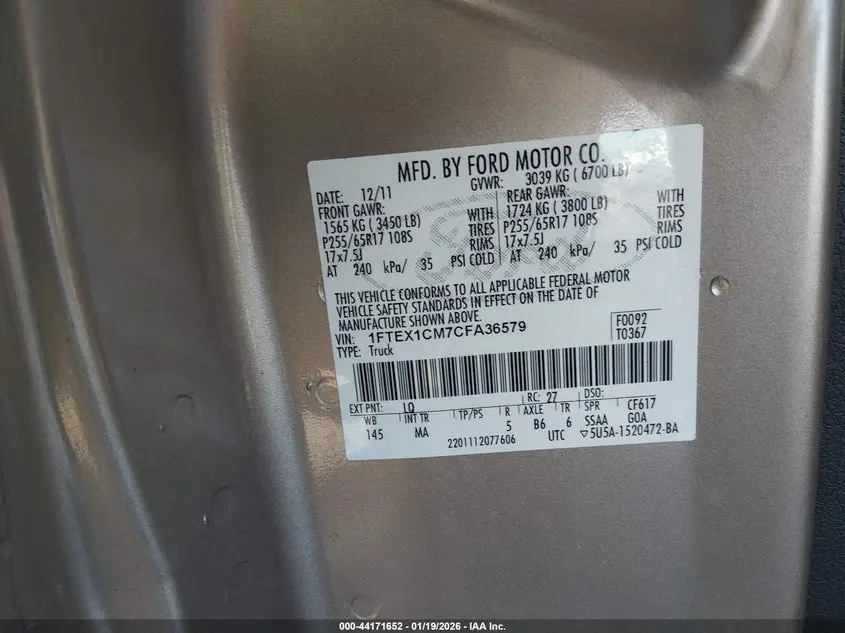2012 FORD F-150 XLT