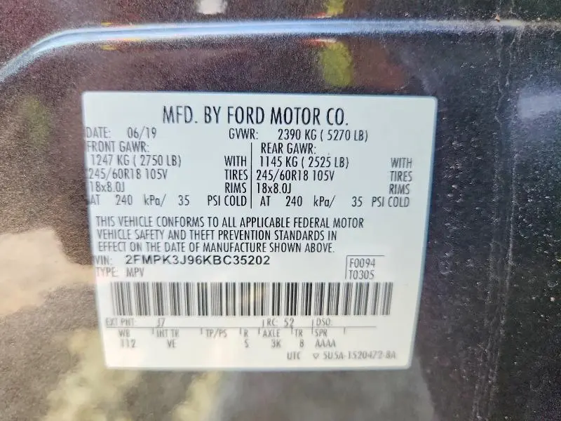 2019 FORD EDGE SEL  