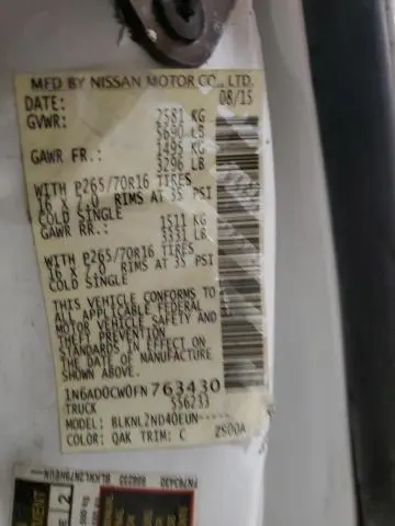 2015 NISSAN FRONTIER SV  