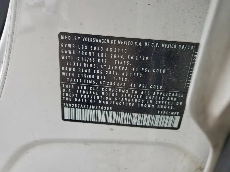 2018 VOLKSWAGEN TIGUAN SE  