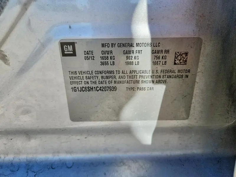 2012 CHEVROLET SONIC LT  