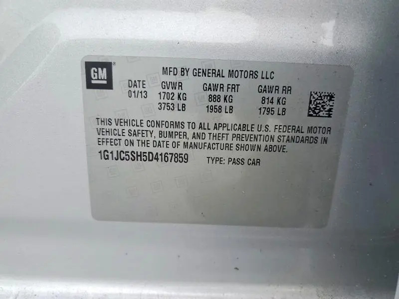 2013 CHEVROLET SONIC LT  