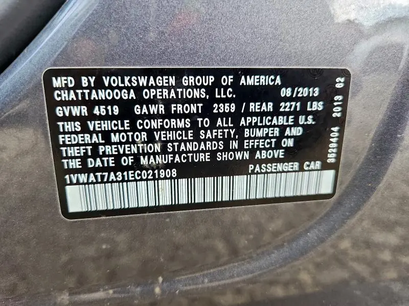 2014 VOLKSWAGEN PASSAT S  