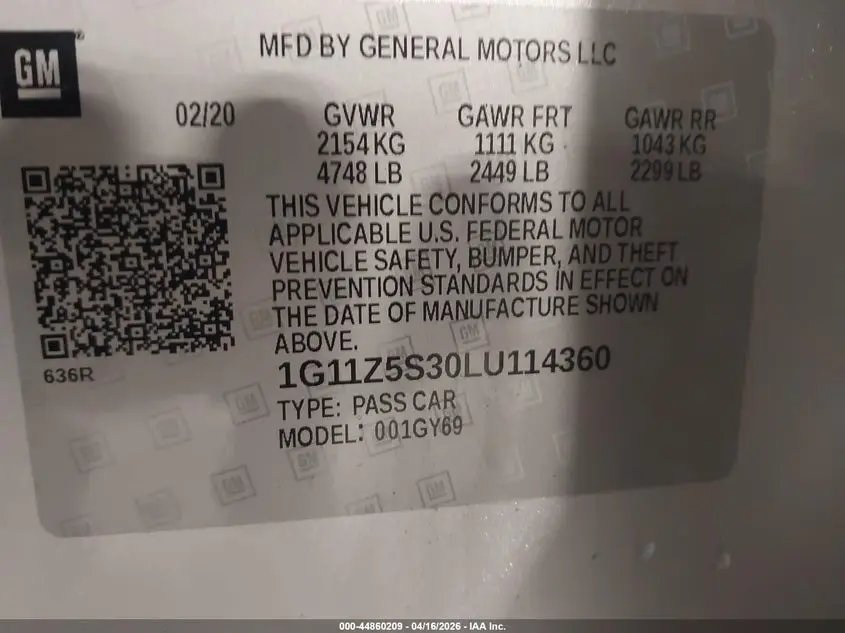 2020 CHEVROLET IMPALA FWD LT