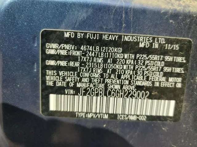 2016 SUBARU CROSSTREK 2.0I HYBRID TOURING  